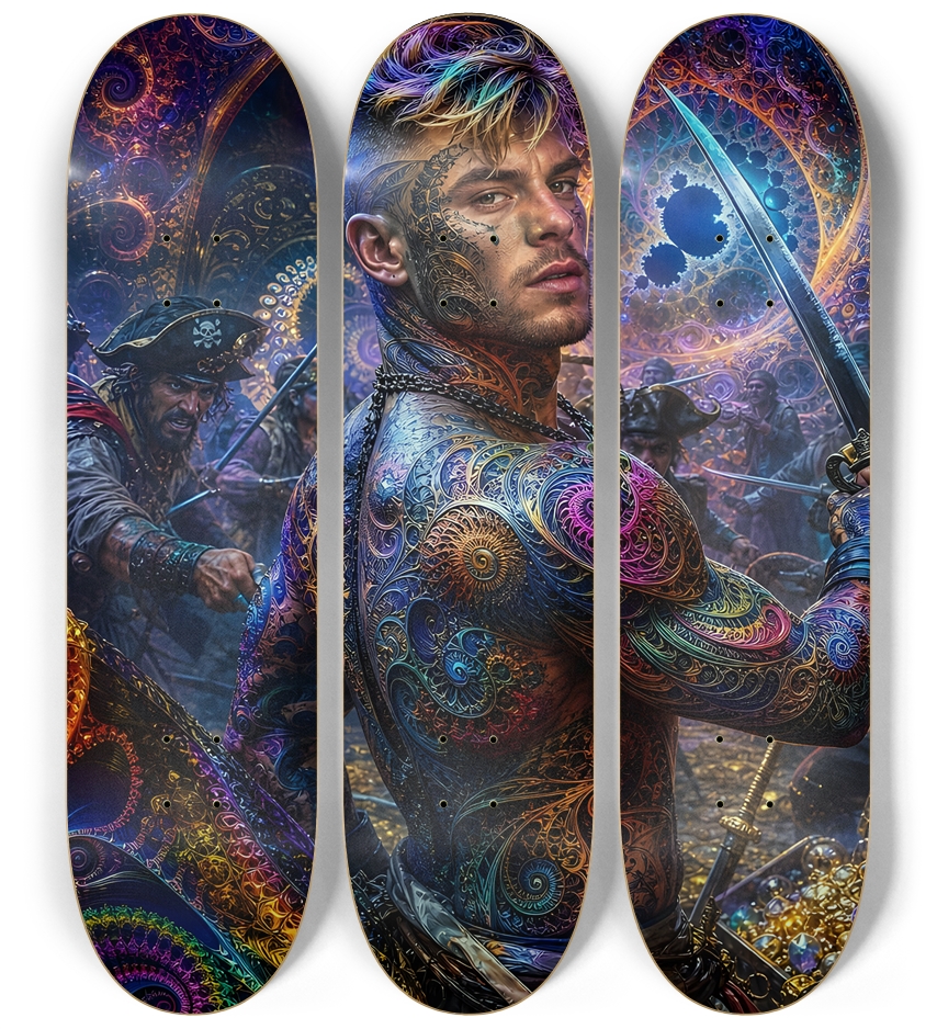 Psychedelic Dirty Blonde Fractal Pirate #14 3 Deck Wall Series