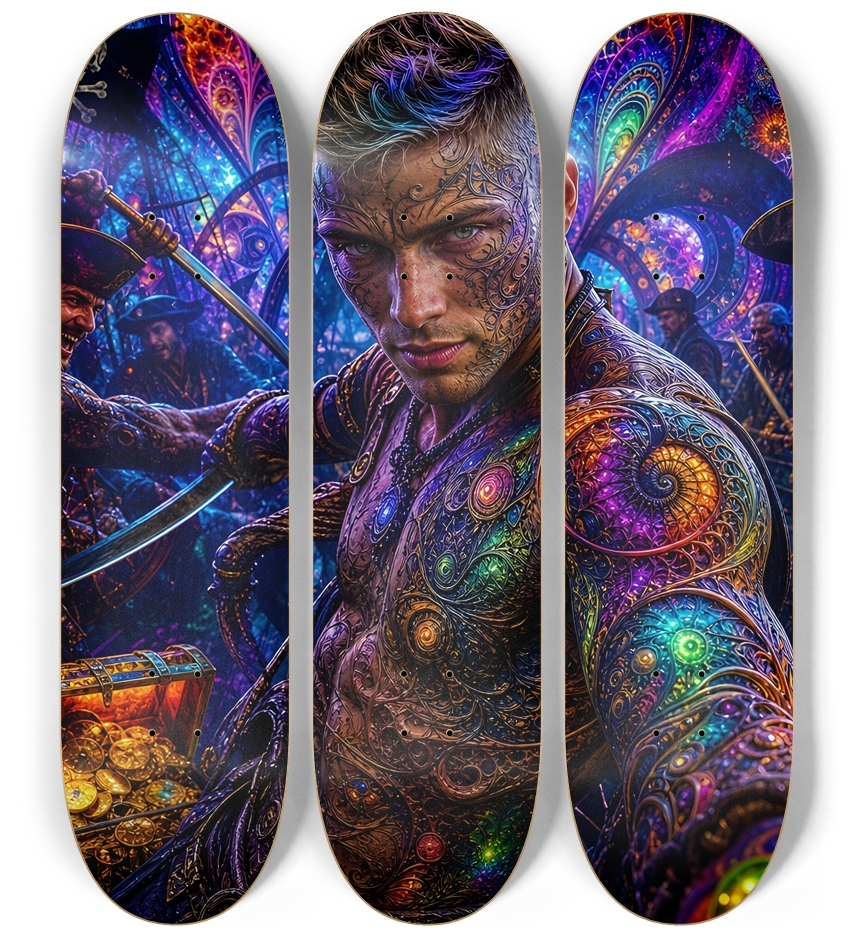 Psychedelic Dirty Blonde Fractal Pirate #13 3 Deck Wall Series