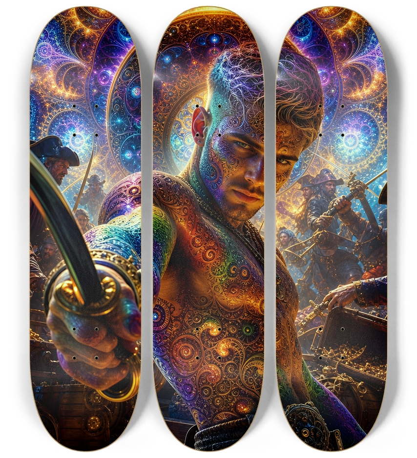 Psychedelic Dirty Blonde Fractal Pirate #4 3 Deck Wall Series