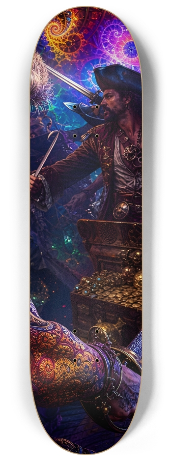 Psychedelic Dirty Blonde Fractal Pirate #16 #3 8-1/4 Skateboard Deck