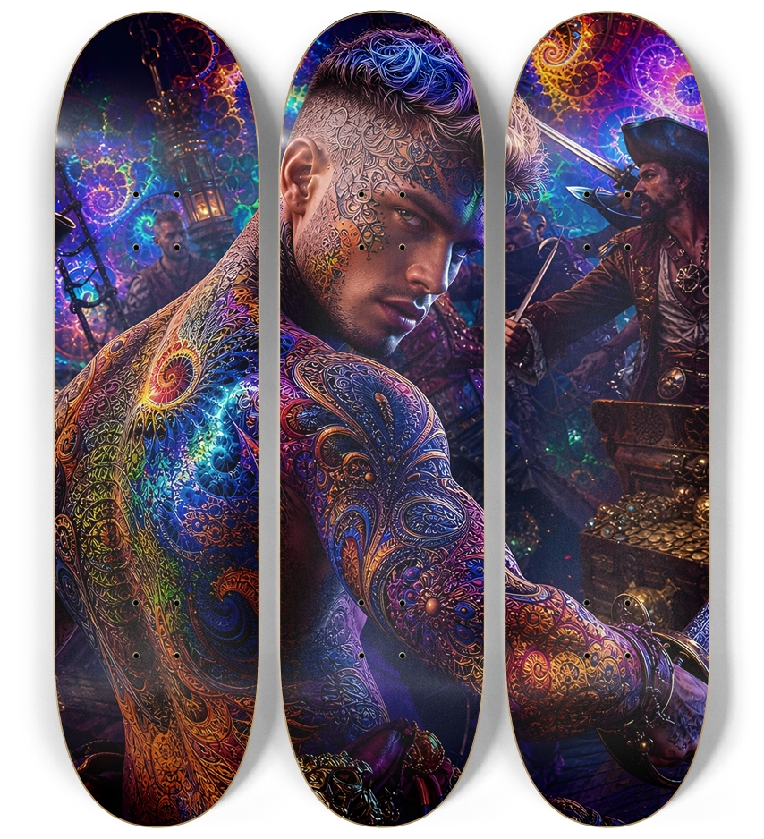 Psychedelic Dirty Blonde Fractal Pirate #16 3 Deck Wall Series