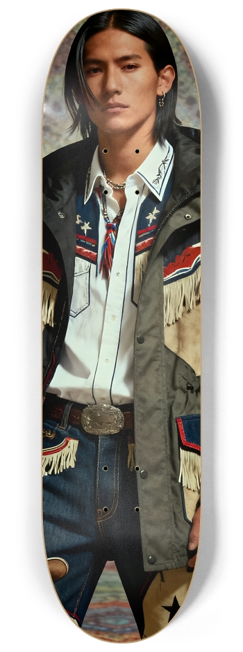 Native American Model + Fractal Backdrop #16 #2 8-1/4 Skateboard Deck