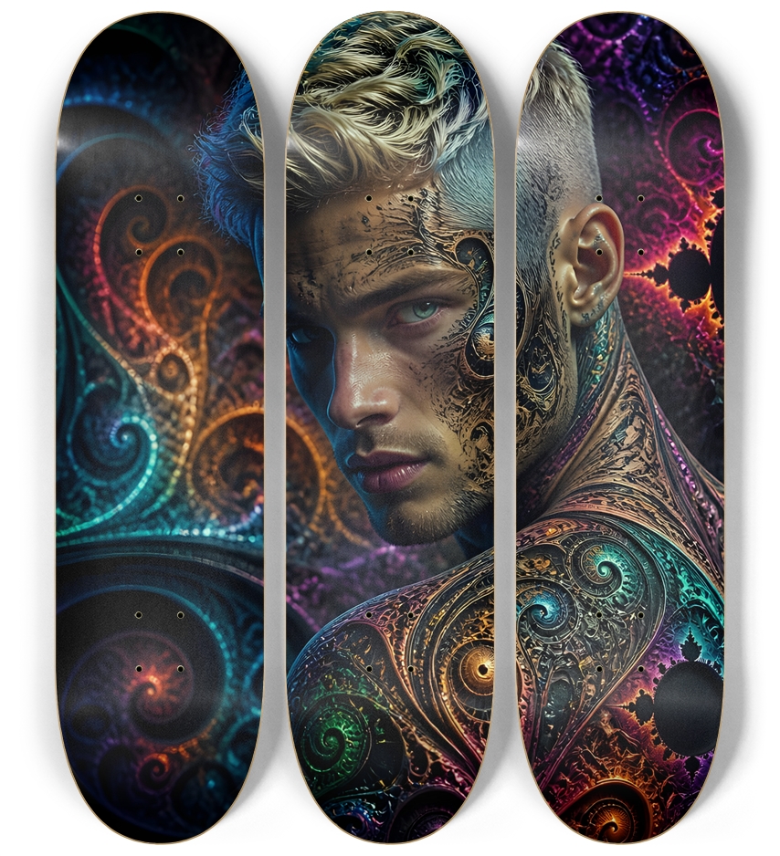 Psychedelic Bleach Blonde Fractal Model #1 3 Deck Wall Series
