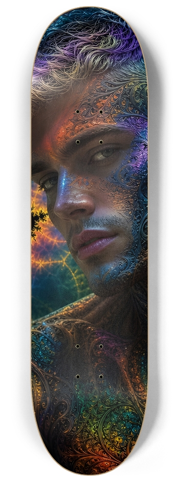 Psychedelic Bleach Blonde Fractal Model #4 #2 8-1/4 Skateboard Deck