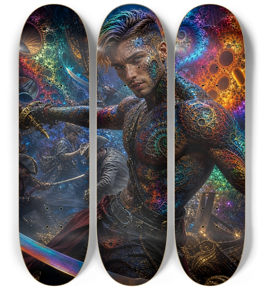 Psychedelic Dirty Blonde Fractal Pirate #23 3 Deck Wall Series