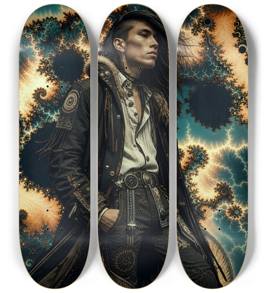 Native American Model + Fractal Backdrop 0028