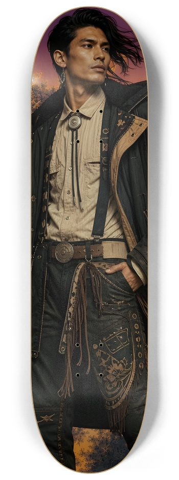 Native American Model + Fractal Backdrop 0029 #2 8-1/4 Skateboard Deck
