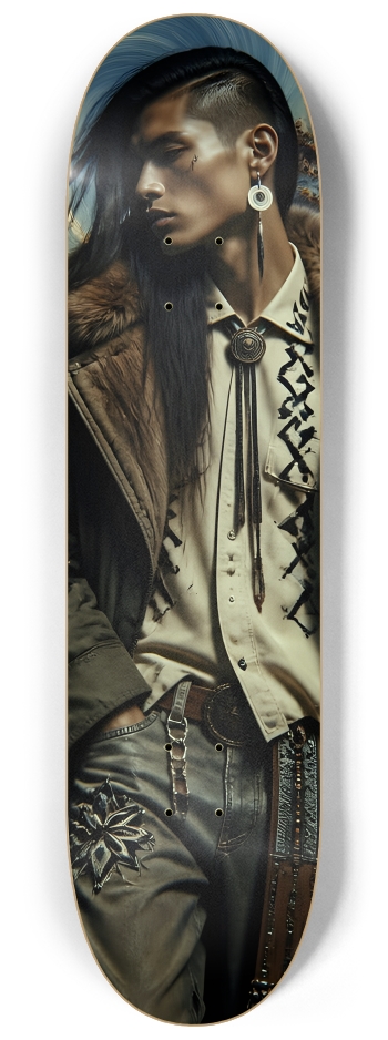 Native American Model + Fractal Backdrop #15 #2 8-1/4 Skateboard Deck