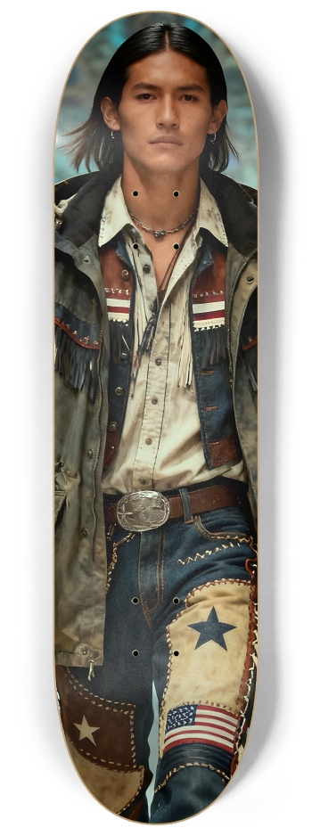 Native American Model + Fractal Backdrop #3 #2 8-1/4 Skateboard Deck