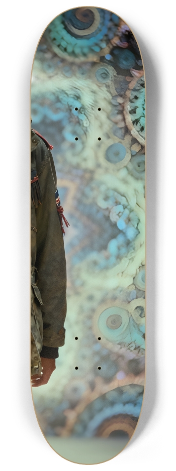 Native American Model + Fractal Backdrop #3 #3 8-1/4 Skateboard Deck