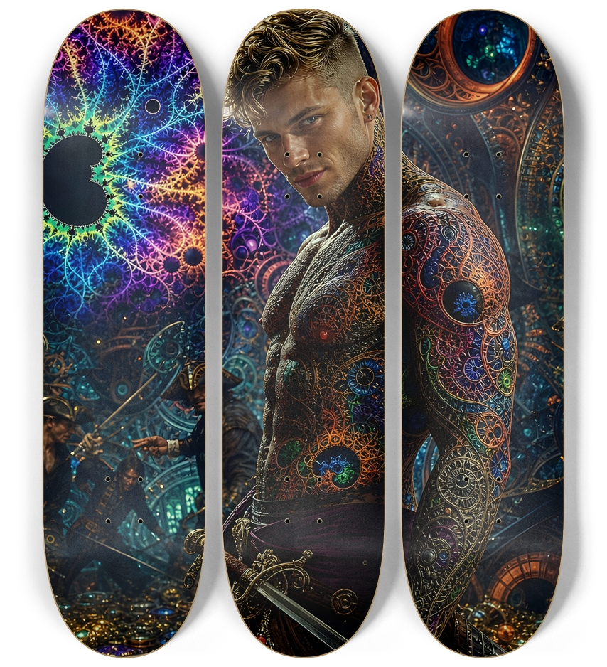 Psychedelic Blonde Fractal Pirate #4 3 Deck Wall Series