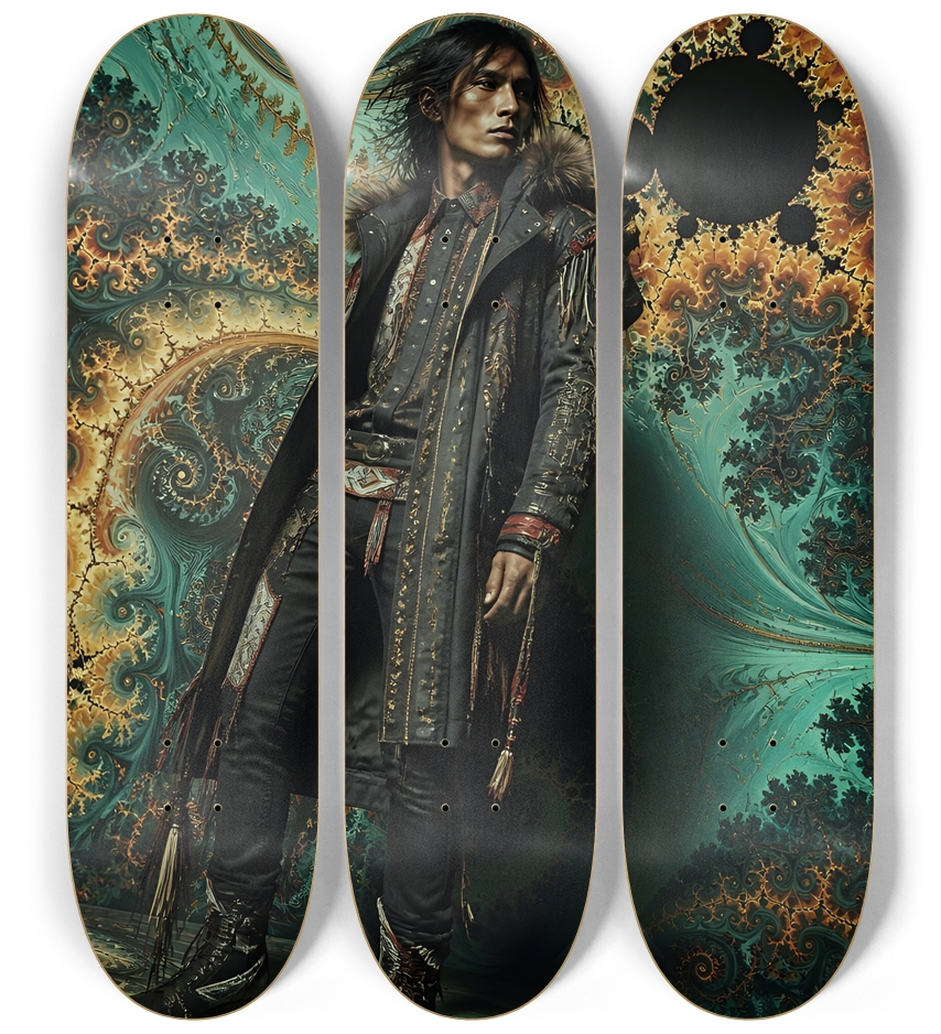 Native American Model + Fractal Backdrop #2 3 Deck Wall Series