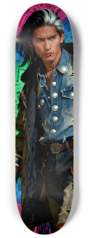 Native American Model + Fractal Backdrop #20 #2 8-1/4 Skateboard Deck