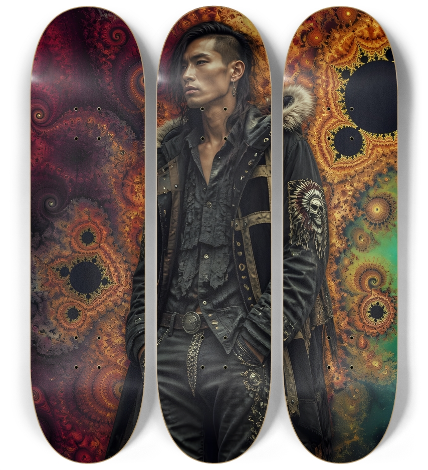 Native American Model + Fractal Backdrop #23 3 Deck Wall Series