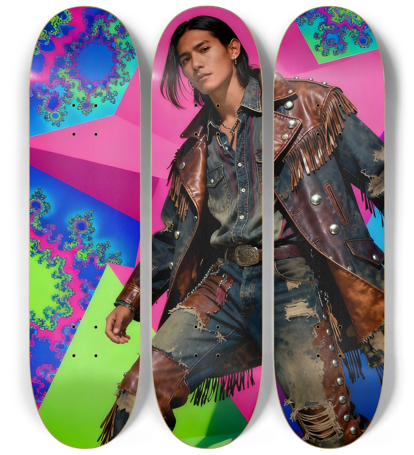 Native American Model + Fractal Backdrop #21 3 Deck Wall Series