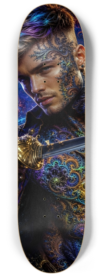 Psychedelic Brunette Fractal Pirate #15 #2 8-1/4 Skateboard Deck