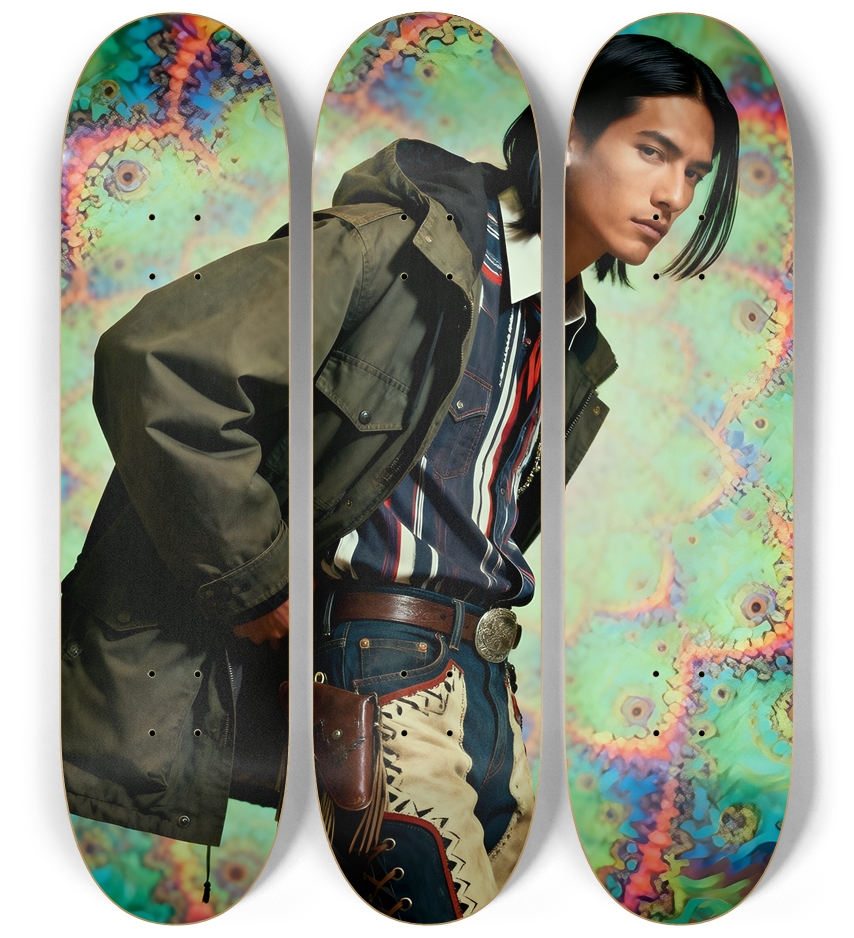 Native American Model + Fractal Backdrop #18 3 Deck Wall Series