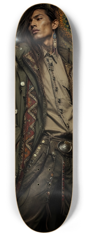 Native American Model + Fractal Backdrop #5 #2 8-1/4 Skateboard Deck