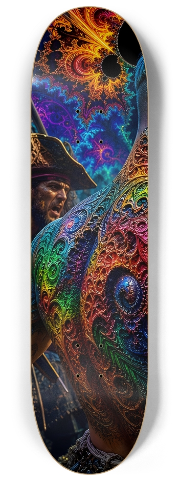 Psychedelic Blonde Fractal Pirate #1 #1 8-1/4 Skateboard Deck