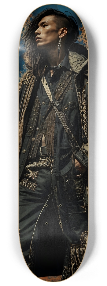 Native American Model + Fractal Backdrop #13 #2 8-1/4 Skateboard Deck
