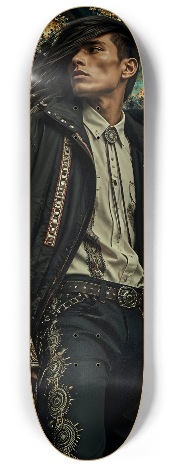 Native American Model + Fractal Backdrop #4 #2 8-1/4 Skateboard Deck