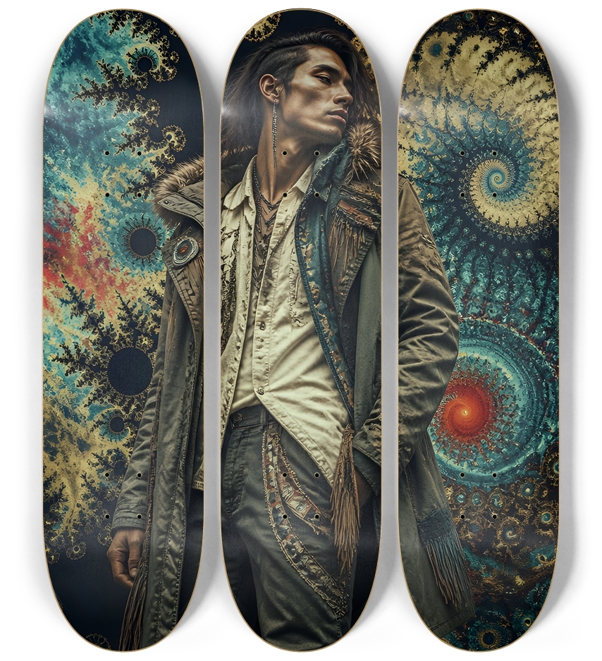 Native American Model + Fractal Backdrop #19 3 Deck Wall Series