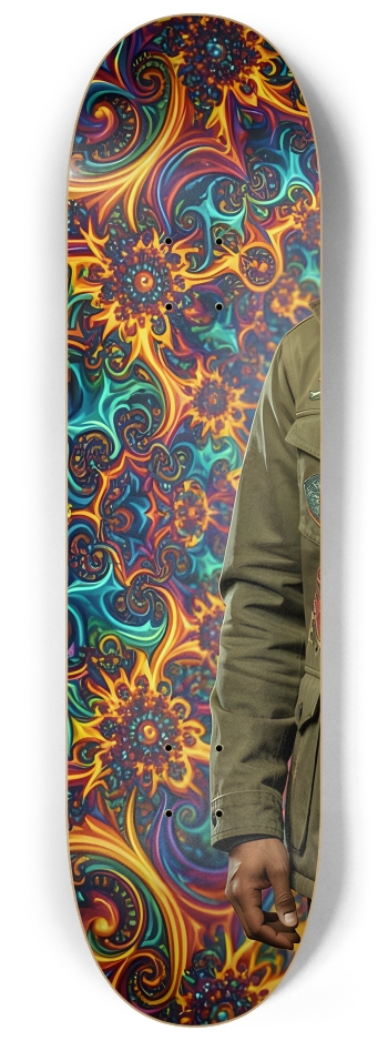 Native American Model + Fractal Backdrop #7 #1 8-1/4 Skateboard Deck