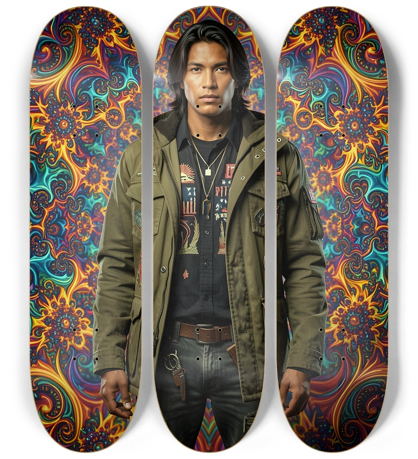 Native American Model + Fractal Backdrop #7 3 Deck Wall Series