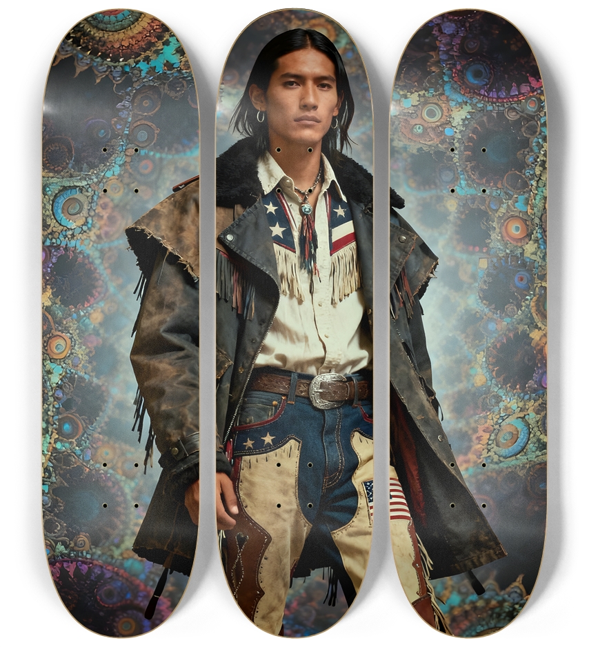 Native American Model + Fractal Backdrop #14 3 Deck Wall Series