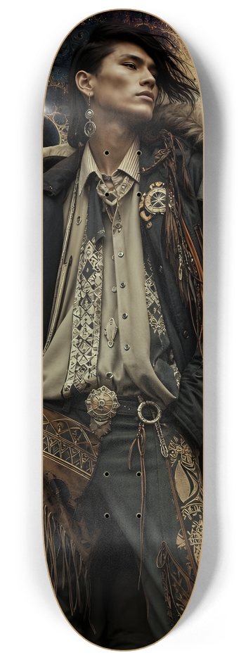 Native American Model + Fractal Backdrop #22 #2 8-1/4 Skateboard Deck
