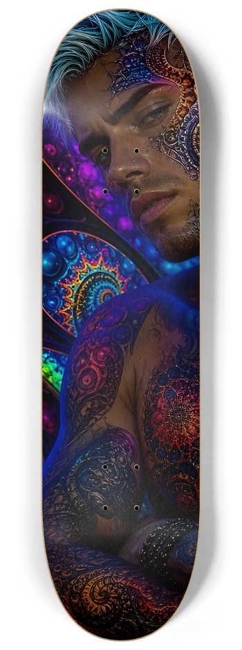 Psychedelic Bleach Blonde Fractal Model #2 #1 8-1/4 Skateboard Deck