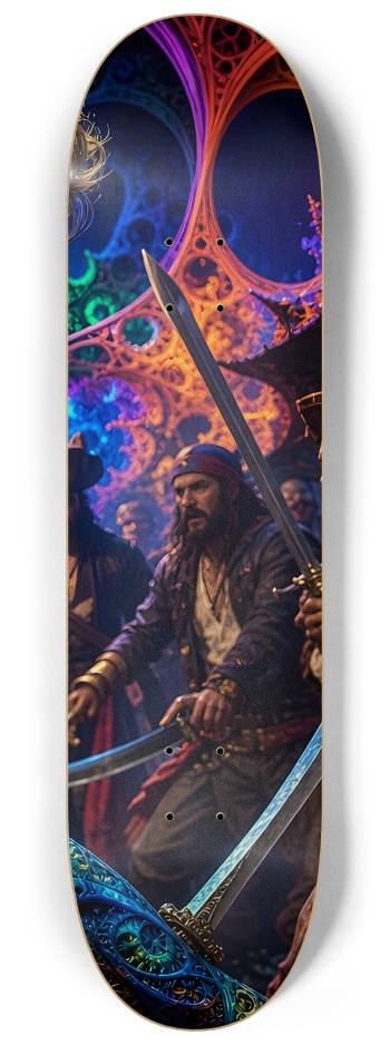 Psychedelic Brunette Fractal Pirate #3 #3 8-1/4 Skateboard Deck