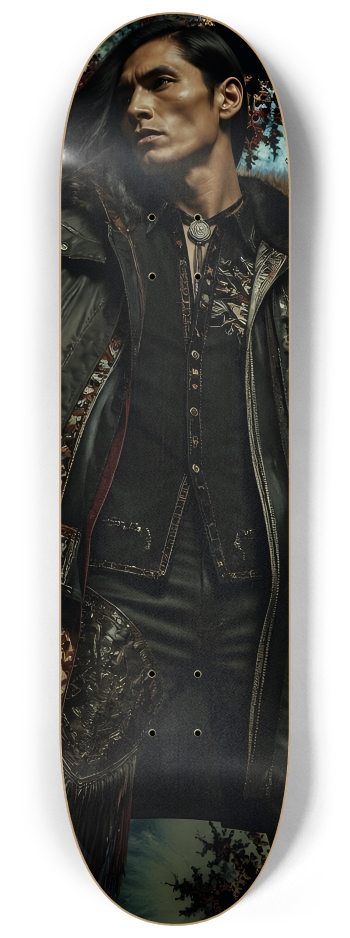 Native American Model + Fractal Backdrop #8 #2 8-1/4 Skateboard Deck