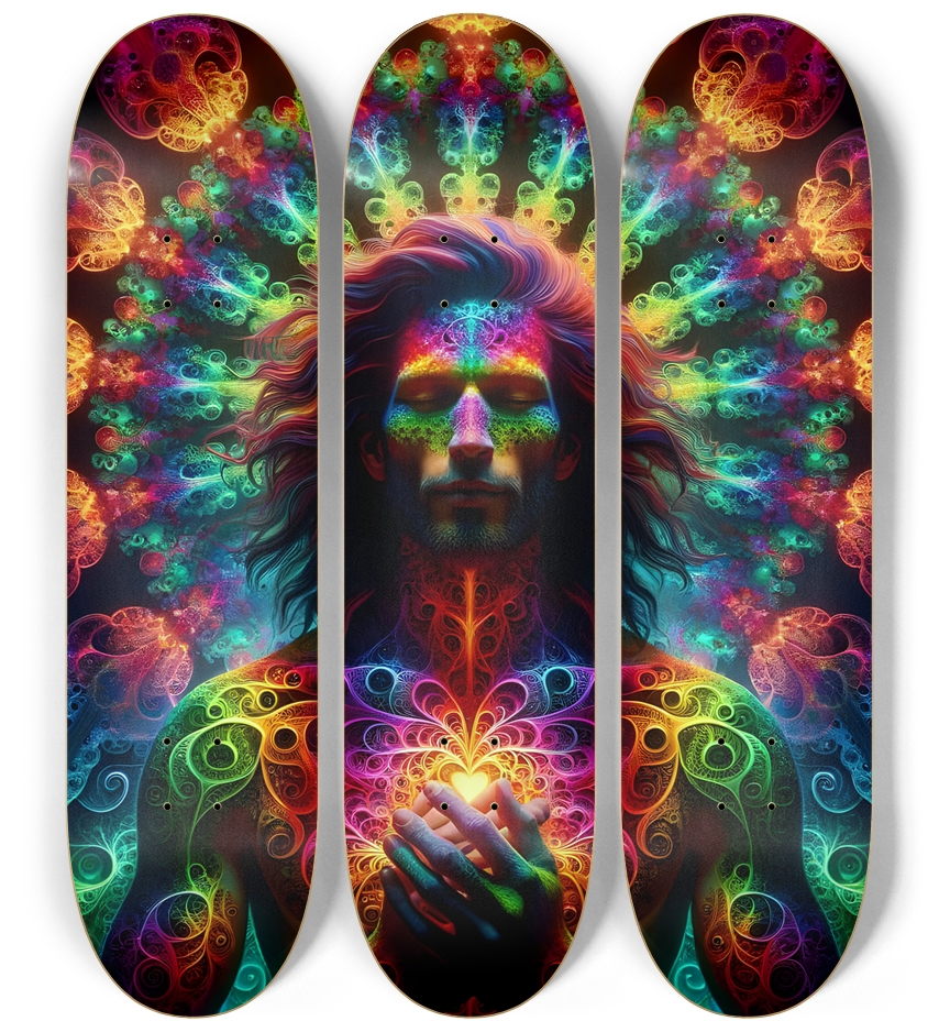 Psychedelic Fractal Native American Man #10 3 Deck Wall Series