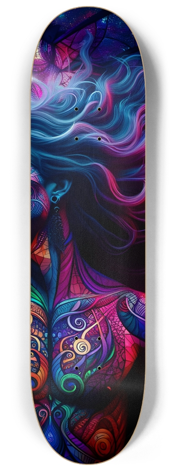 Psychedelic Fractal Native American Man #12 #3 8-1/4 Skateboard Deck