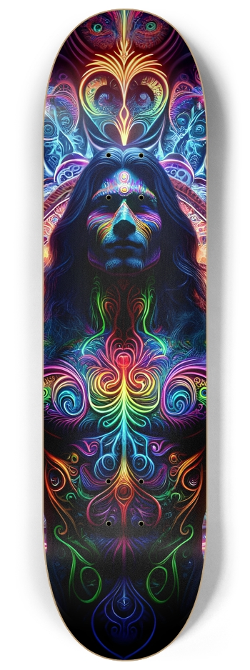 Psychedelic Fractal Native American Man #21 #2 8-1/4 Skateboard Deck