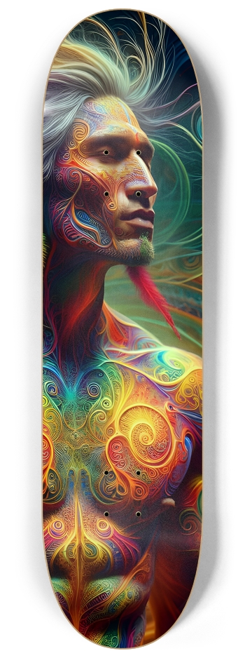 Psychedelic Fractal Native American Man #9 #3 8-1/4 Skateboard Deck