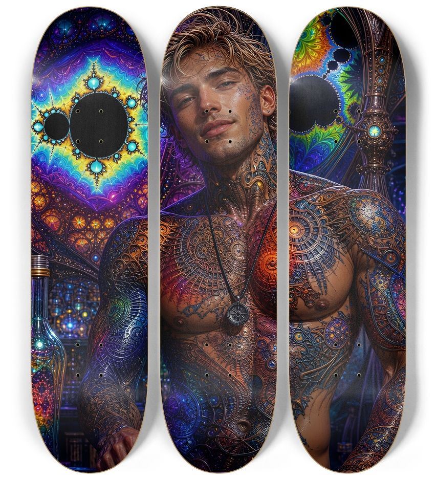 Psychedelic Fractal Dirty Blonde Bartender #12 3 Deck Wall Series