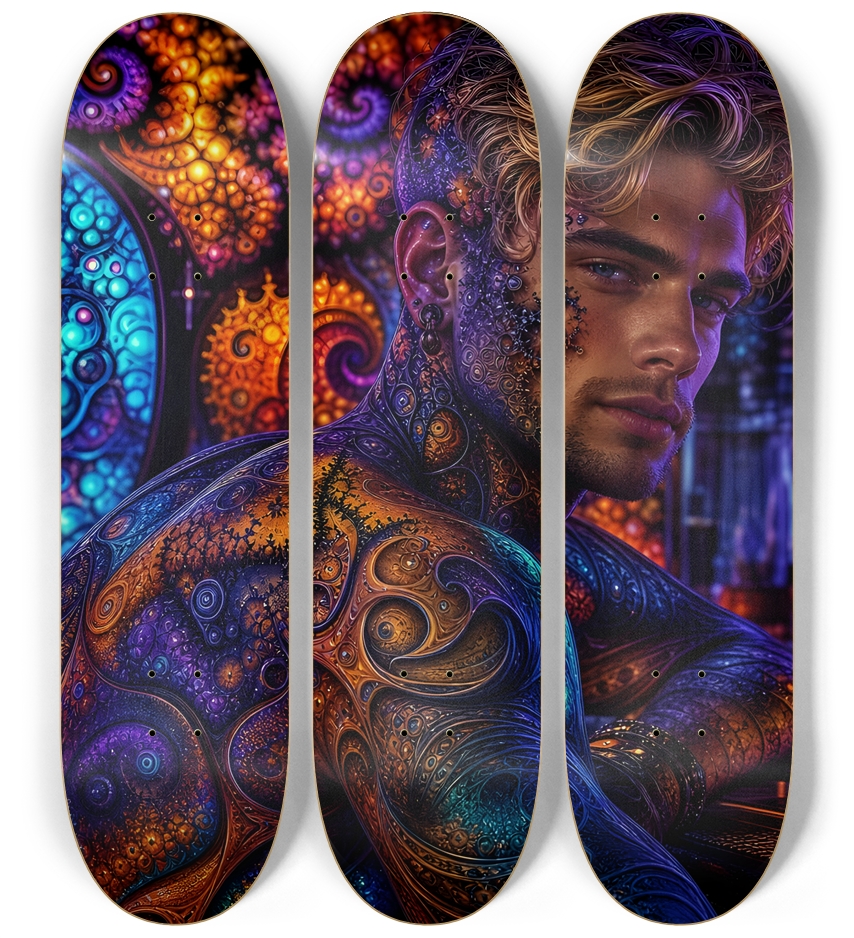 Psychedelic Fractal Dirty Blonde Bartender #10 3 Deck Wall Series
