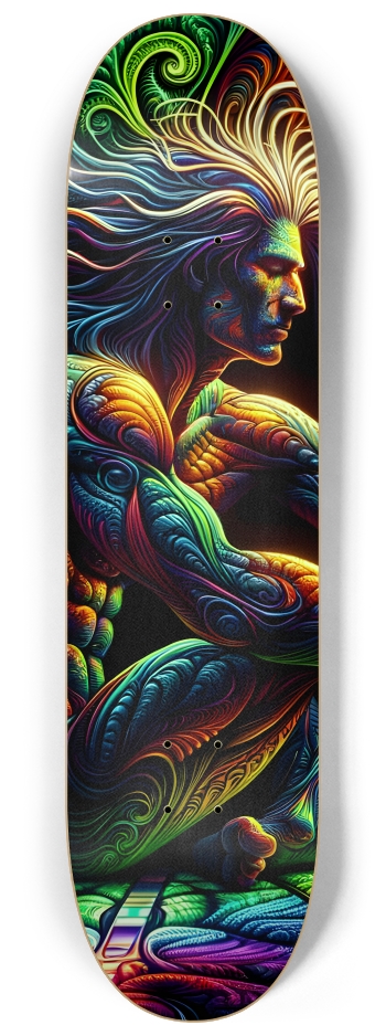 Psychedelic Fractal Native American Man #16 #1 8-1/4 Skateboard Deck