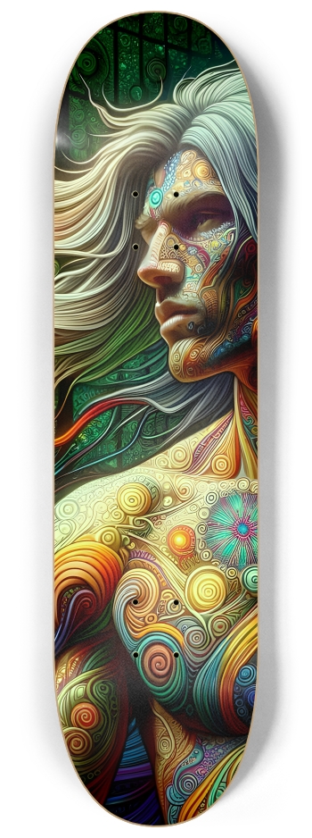 Psychedelic Fractal Native American Man #19 #2 8-1/4 Skateboard Deck