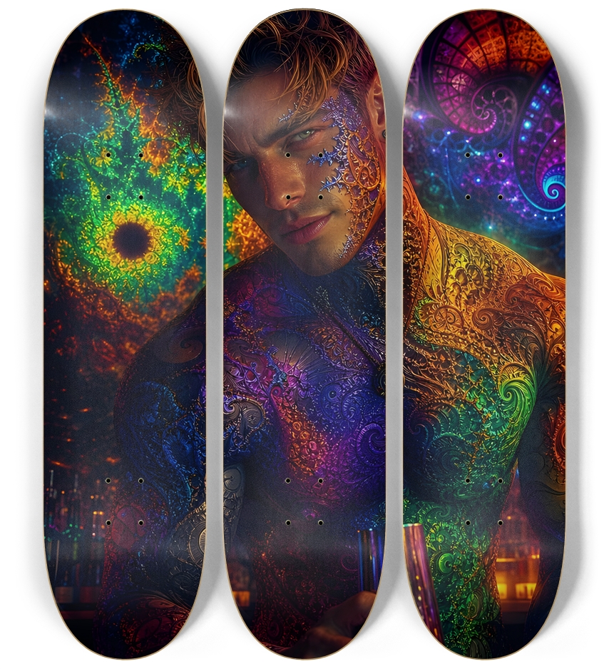 Psychedelic Fractal Dirty Blonde Bartender #1 3 Deck Wall Series
