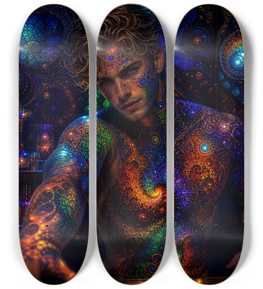 Psychedelic Fractal Dirty Blonde Bartender #14 3 Deck Wall Series