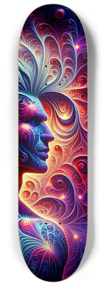 Psychedelic Fractal Native American Man #14 #3 8-1/4 Skateboard Deck