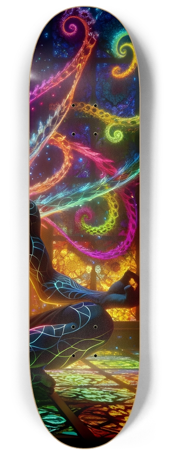 Psychedelic Fractal Native American Man #11 #3 8-1/4 Skateboard Deck