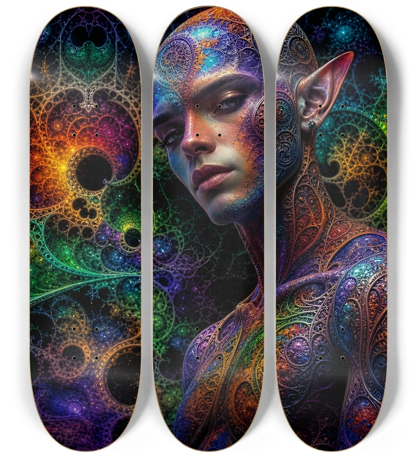 Psychedelic Fractal Alien #28 3 Deck Wall Series