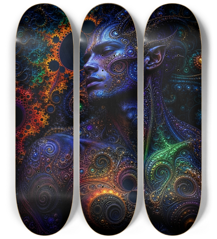 Psychedelic Fractal Alien #7 3 Deck Wall Series