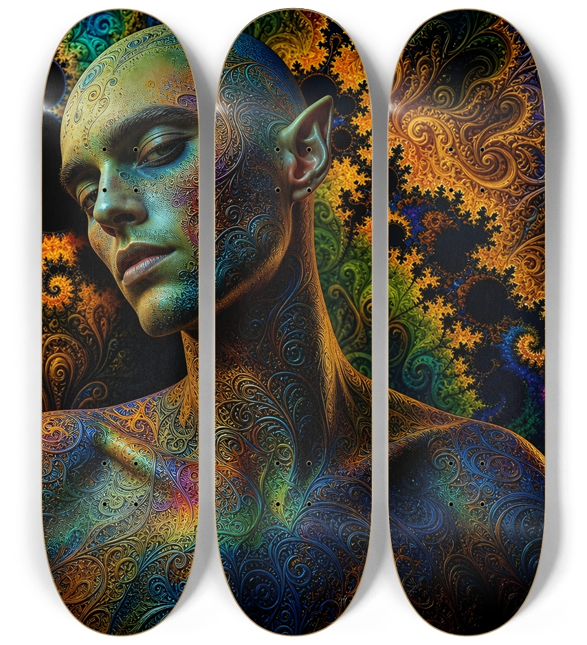 Psychedelic Fractal Alien #11 3 Deck Wall Series