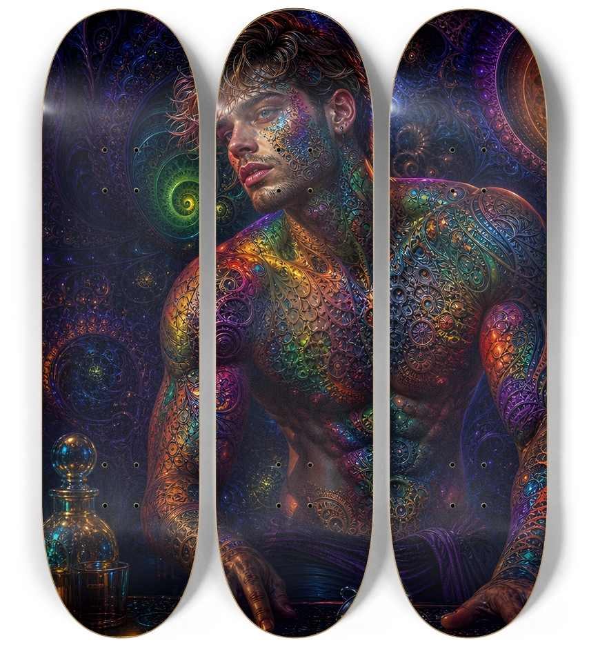 Psychedelic Fractal Dirty Blonde Bartender #27 3 Deck Wall Series