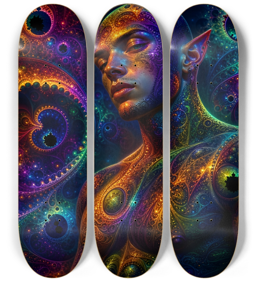 Psychedelic Fractal Alien #17 3 Deck Wall Series